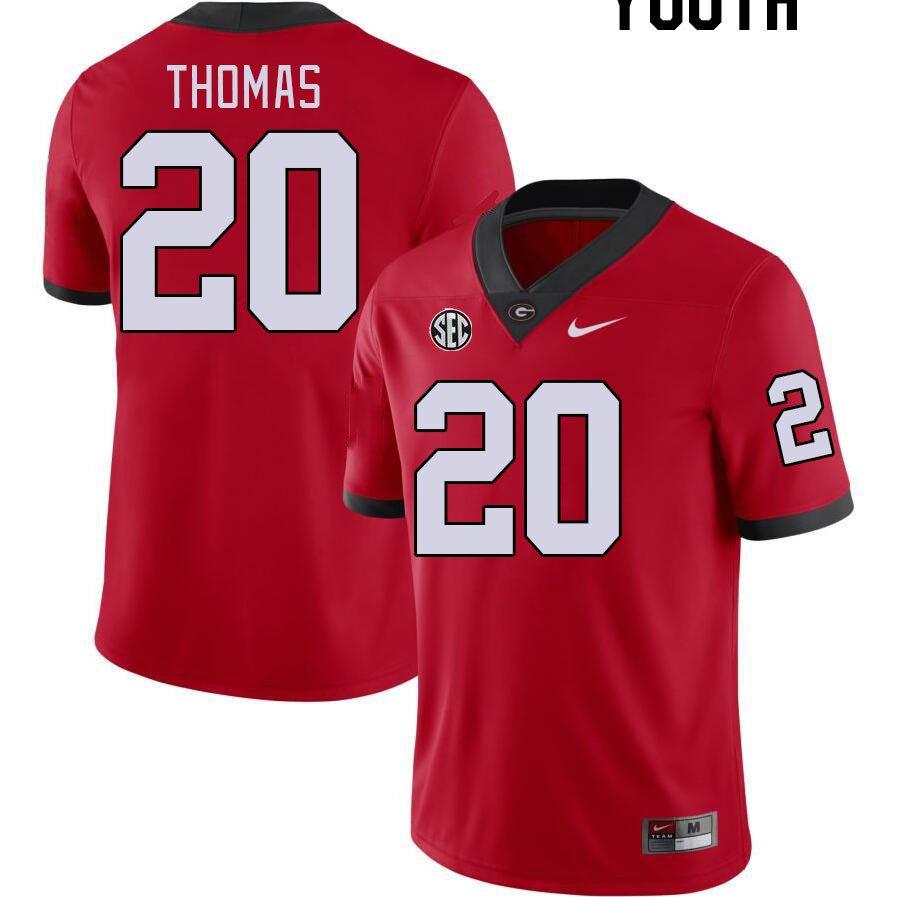 Youth #20 JaCorey Thomas Georgia Bulldogs College Football Jerseys Stitched-Red